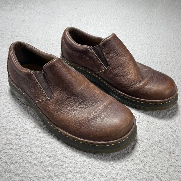 Dr. Martens Boyle Shoes Size 10 Mens Brown Leather Slip On Loafers SoftWair - Picture 2 of 9
